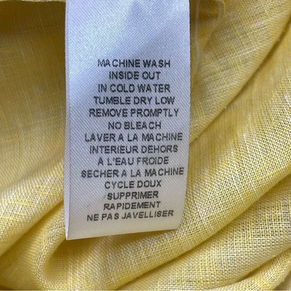 Frank & Eileen Linen Mary Shirt dress Bright Yellow Size Small Casual Resortwear - Picture 9 of 11